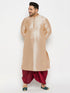 Vastramay Men's Plus Size Gold Zari Weaved Kurta Dhoti Set